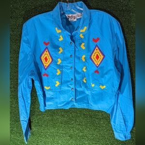 Rodeo western wear vintage crop size large with embroidery medallion and hearts